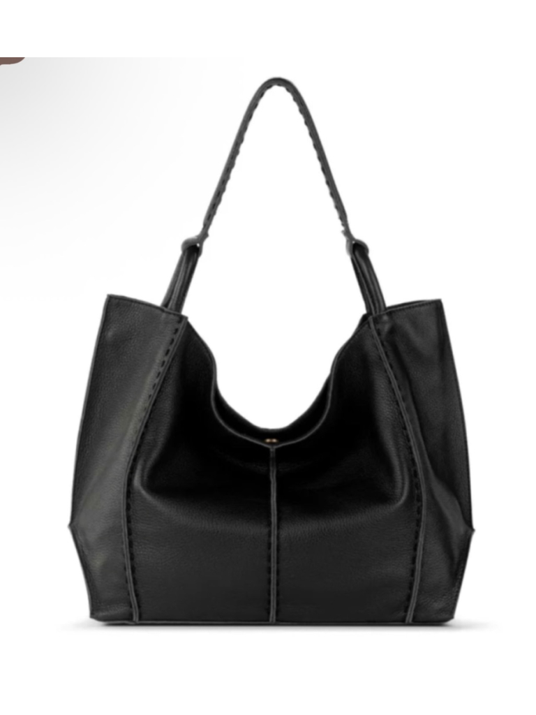 The Sak Los Feliz Large Leather Tote Bag, Black Pebbled Leather Nwt!